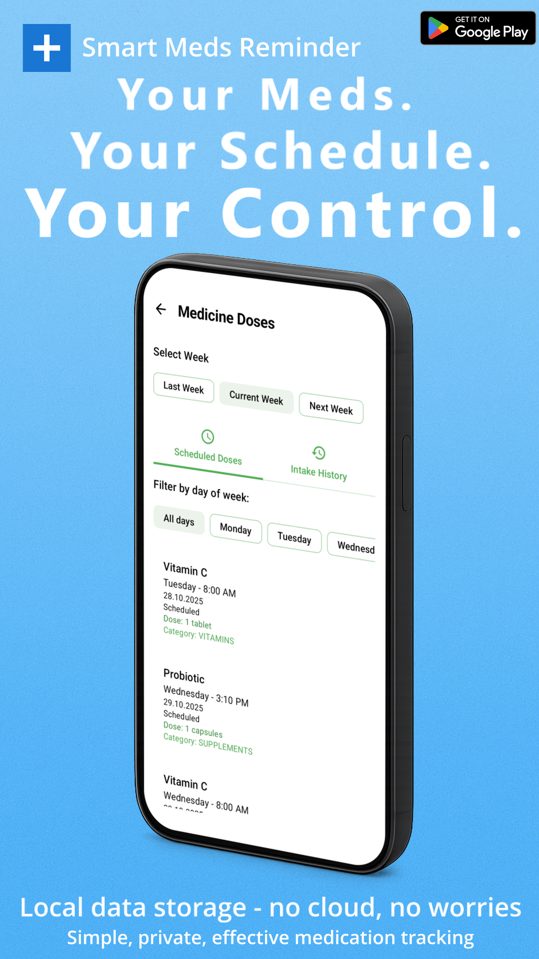 Dose schedule screen